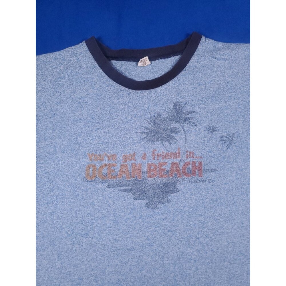 Vintage Hollister Ocean Beach Blue T-Shirt Men's Size Large - Picture 4 of 14